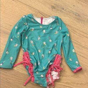 Sweethoney ruffle butt bathing suit with Racket Print